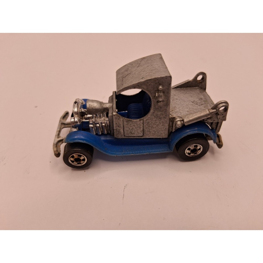 Vintage Matchbox Diecast Tow Truck Blue Gray Open Cab Car 1970s Loose